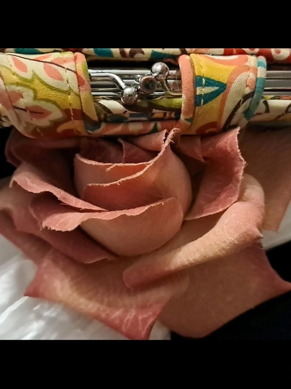Vera Bradley Yellow, Teal & Coral Quilted Floral Paisley Wristlet - Picture 3 of 9